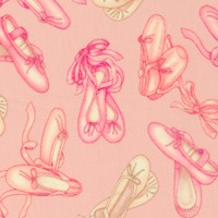 Bella Ballerina - Tossed Ballet Slippers on Pink by Dan Morris