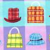 Funky Retro-Look Hats and Purses on Checkerboard