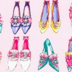  Ruru Marie - Vintage Shoes in Rows on Pink - LTD. YARDAGE AVAILABLE