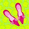 Girl Stuff - Tossed Shoes and  Flip Flops on Green Floral by Hallmark 