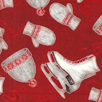 Winter Celebration - Tossed Skates, Mittens, and Hats with Silver Metallic Outline