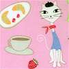 Bonjour Breakfast and Parisian Cats on Pink FLANNEL