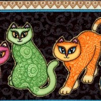 A Tail of Two Kitties - Vertical Cat Stripe by Dan Morris