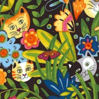 Cats Secret Garden on Black by Susan Brack