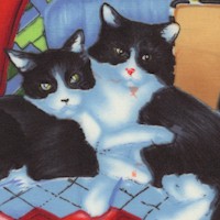 Q.C. (Quilt Control) Cats by Mark Hordyszynski (Vertical Print)