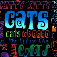 Caterwauling - Colorful Cat Phrases on Black by Sue Marsh
