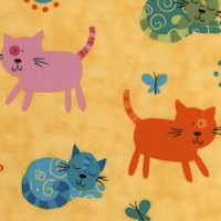 Animal Party - Whimsical Cats on Gold by Amy Schimler