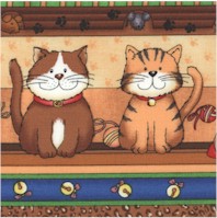 Paws - Whimsical Cats in Vertical Stripes