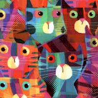Catsville - Whimsical Cat Collage by by Gareth Lucas (Digital)