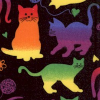 Rainbow Cats  - SALE! (MINIMUM PURCHASE 1 YARD)