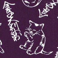 Indigo Collection - Adorable Kittens and Japanese Writing on Navy Blue