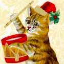 Kitties Christmas - Musical Cats in Holiday Hats with Metallic Highlights
