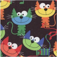 Whimsical Rainbow Cartoon Cats on Black