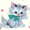 Kitties - Adorable Retro Kittens and Butterflies on Cream - LTD. YARDAGE AVAILABLE