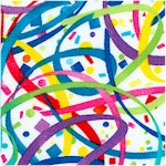 Lets Party -Bright Confetti on White by Mary Kalinowski