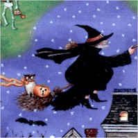 Pumpkin Hollow - Whimsical Halloween Scene by D.C. Brown - SALE! (MINIMUM PURCHASE 1 YARD)