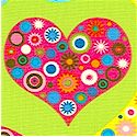 All My Heart - Patterned Hearts on Lime by Amy Schimler - SALE! (ONE YARD MINIMUM PURCHASE) - LTD. Y