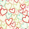Love Heart - Gilded Hand-Drawn Hearts on Ivory - SALE! (MINIMUM PURCHASE 1 YARD)