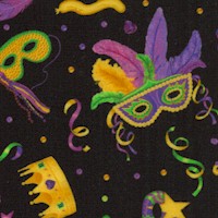 Tossed Mardi Gras Masks, Crowns and Confetti (Digital)