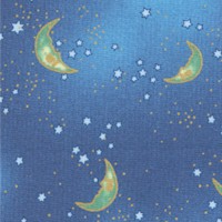 Celestial Magic - Gilded Tossed Crescent Moons and Stars on Blue by Laurel Burch