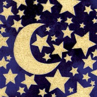 Shimmering Moon and Stars on Blue