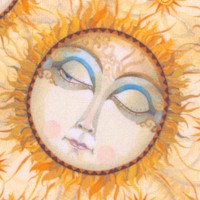 Sun & Sea - Tossed Dreamy Suns and Stars on Gold  by David Galchutt