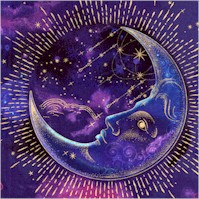 Galaxy - Gilded Crescent Moons, Planets and Stars