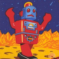 Retro Robots on Blue