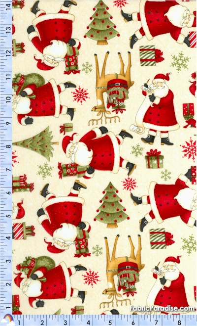 Santa’s Gifts - Tossed Santas Trees and Reindeer by Debbie Mumm ...