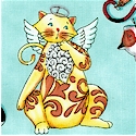 Fancy Felines - Tossed Kitties on Blue by Jim Shore - SALE! (MINIMUM PURCHASE 1 YARD)