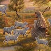 Come Unto Me - Religious Shepherd Scenic by Abraham Hunter