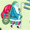 Secret Santa - Santa Scenes with Double Snowflake Border- SALE! (MINIMUM PURCHASE 1 YARD) (CHR-chris