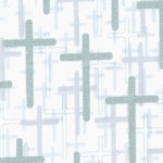 Faith  Hope and Love - Metallic Silver Crosses on Ivory