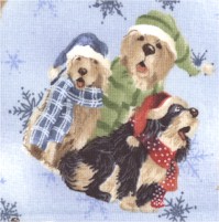 Dog Choir - Tossed Holiday Dogs by Betty Padden - SALE! (MINIMUM PURCHASE 1 YARD)