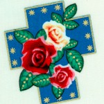 Lady of Guadalupe - Gilded Crosses and Roses on Ivory - LTD. YARDAGE AVAILABLE
