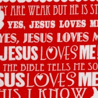 Jesus Loves Me II - Hymn #67 Lyrics in Ivory and Red by Sharyn Sowell