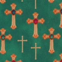 Three Kings - Gilded and Bejeweled Crosses on Green