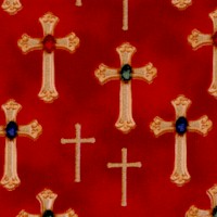 Three Kings - Gilded and Bejeweled Crosses on Red