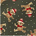 Paper Doll Christmas - Small Scale Tossed Teddy Bears on Green