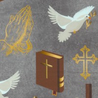 The Power of Prayer - Tossed Christian Symbols on Gray (Digital)