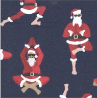 Om Om Om - Yoga Santas on Navy Blue