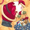 Up on the Rooftops - Tossed Santas and Vintage Toys on Beige - SALE! (MINIMUM PURCHASE 1 YARD) (CHR-