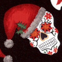 Santa Sugar Skulls on Black