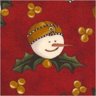 Holly Jolly Snowmen on Red by Kathy Schmidtz