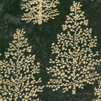 Elegant Gilded Christmas Trees on Hunter Green Batik