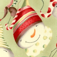 ’Tis the Season - Whimsical Snowmen on Green by Debbie Taylor Kerman - SALE! (MINIMUM PURCHASE 1 YAR