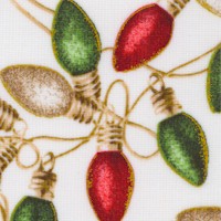 Cardinal Carols - Festive Gilded Christmas Lights on Ivory - LTD. YARDAGE AVAILABLE