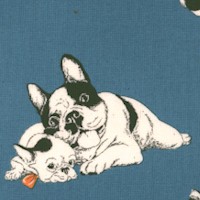 Good Taste - Drawing by Pencil - French Bulldogs on Teal Blue
