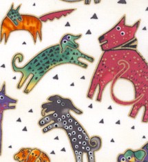 Dogs and Doggies - Tossed Gilded Dogs on Ivory by Laurel Burch