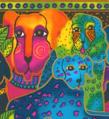 Dogs and Doggies - Gilded Colorful Dog Vertical Stripe by Laurel Burch